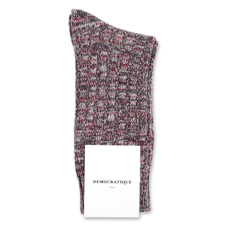 Democratique Socks Relax Schooner Knit Supermelange Army / Bordeaux Red Wine / Off White / Navy - Democratique Socks
