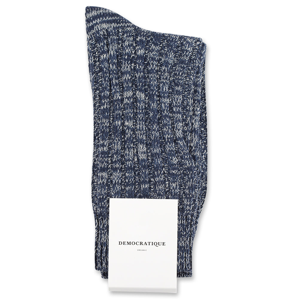 Democratique Socks Relax Schooner Knit Supermelange Organic Cotton Navy / Shaded Blue / Off White - Democratique Socks