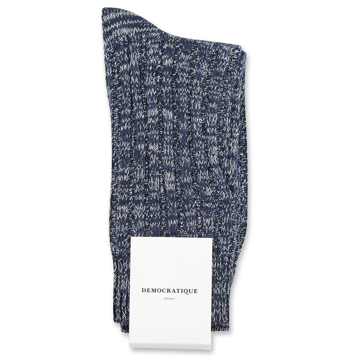 Democratique Socks Relax Schooner Knit Supermelange Organic Cotton Navy / Shaded Blue / Off White - Democratique Socks