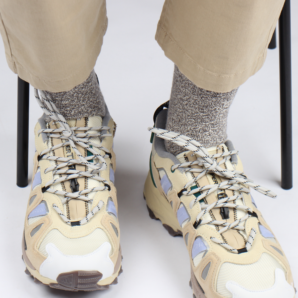 Democratique Socks Relax Rhombe Knit Organic Cotton Light Grey Melange - Off White - Democratique Socks
