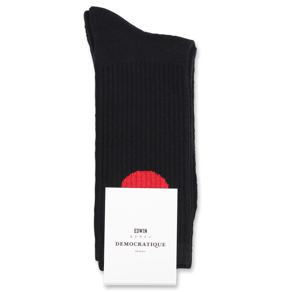 Edwin Jeans x Democratique Socks Athletique Japanese Sun Black / Fiery Red - Democratique Socks