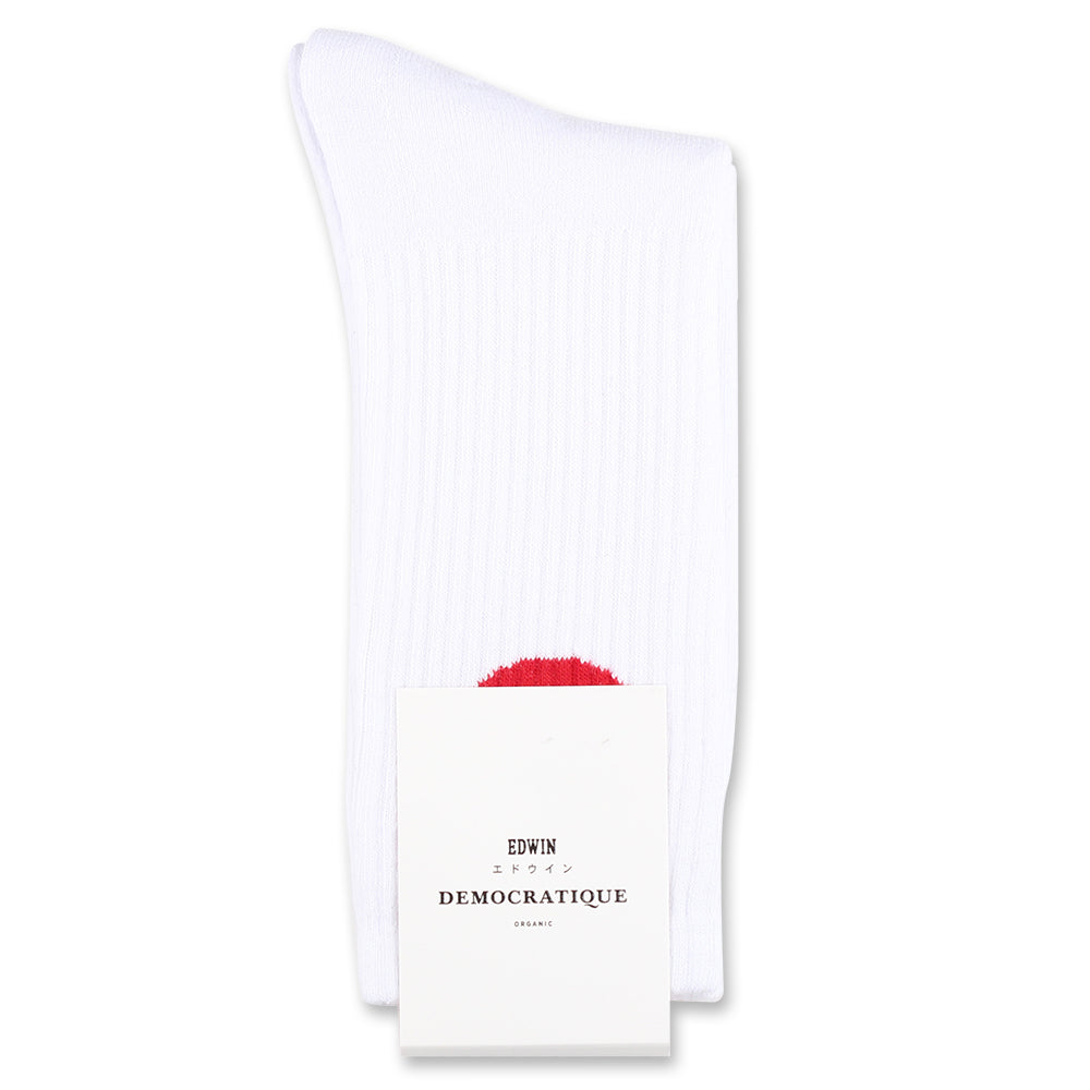 Edwin Jeans x Democratique Socks Athletique Japanese Sun White / Fiery Red - Democratique Socks