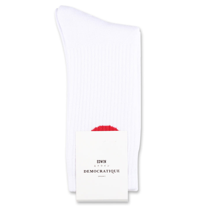 Edwin Jeans x Democratique Socks Athletique Japanese Sun White / Fiery Red - Democratique Socks