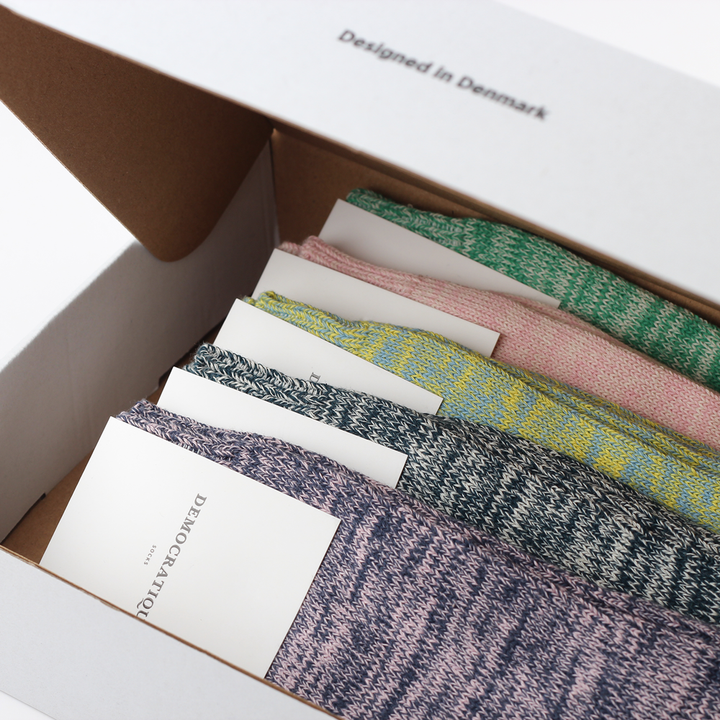 Democratique Socks Relax Chunky Flat Knit Supermelange Pale Pink / Off White - Democratique Socks