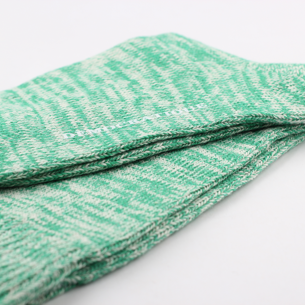 Democratique Socks Relax Chunky Flat Knit Supermelange Green Day / Off White - Democratique Socks