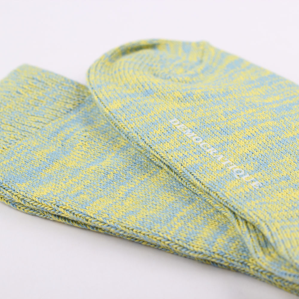 Democratique Socks Relax Chunky Flat Knit Supermelange Palm Springs Blue / Yellow Sun - Democratique Socks