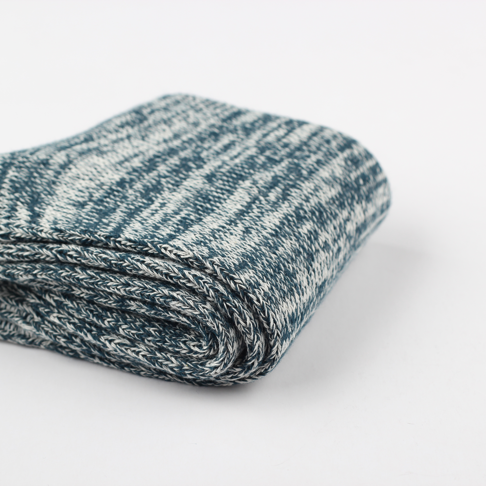 Relax Chunky Flat Knit Supermelange Dark Emerald / Off White - Democratique Socks