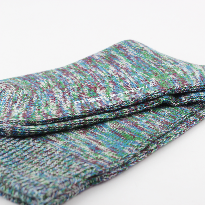 Democratique Socks Relax Chunky Flat Knit Supermelange Adams Blue / Dark Ocean Blue / Off White / Grass Green - Democratique Socks