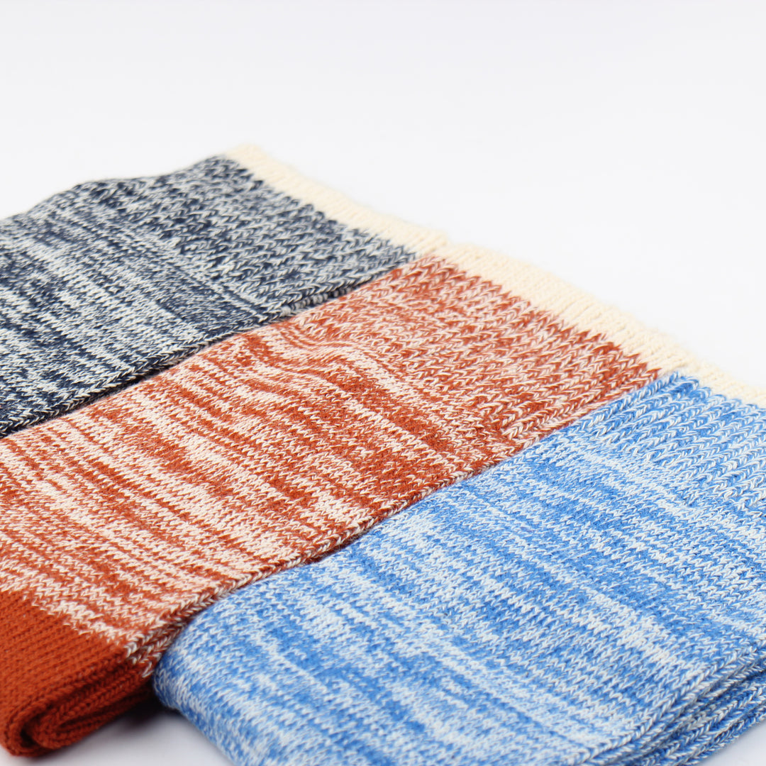 Democratique Socks Relax Twister Knit Supermelange Adams Blue / Off White - Democratique Socks