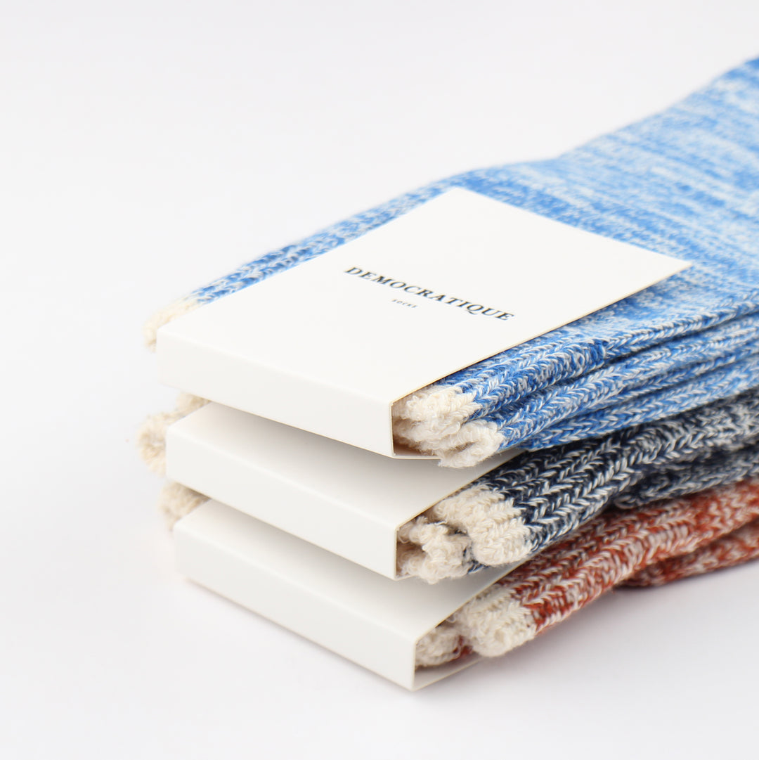 Democratique Socks Relax Twister Knit Supermelange Adams Blue / Off White - Democratique Socks