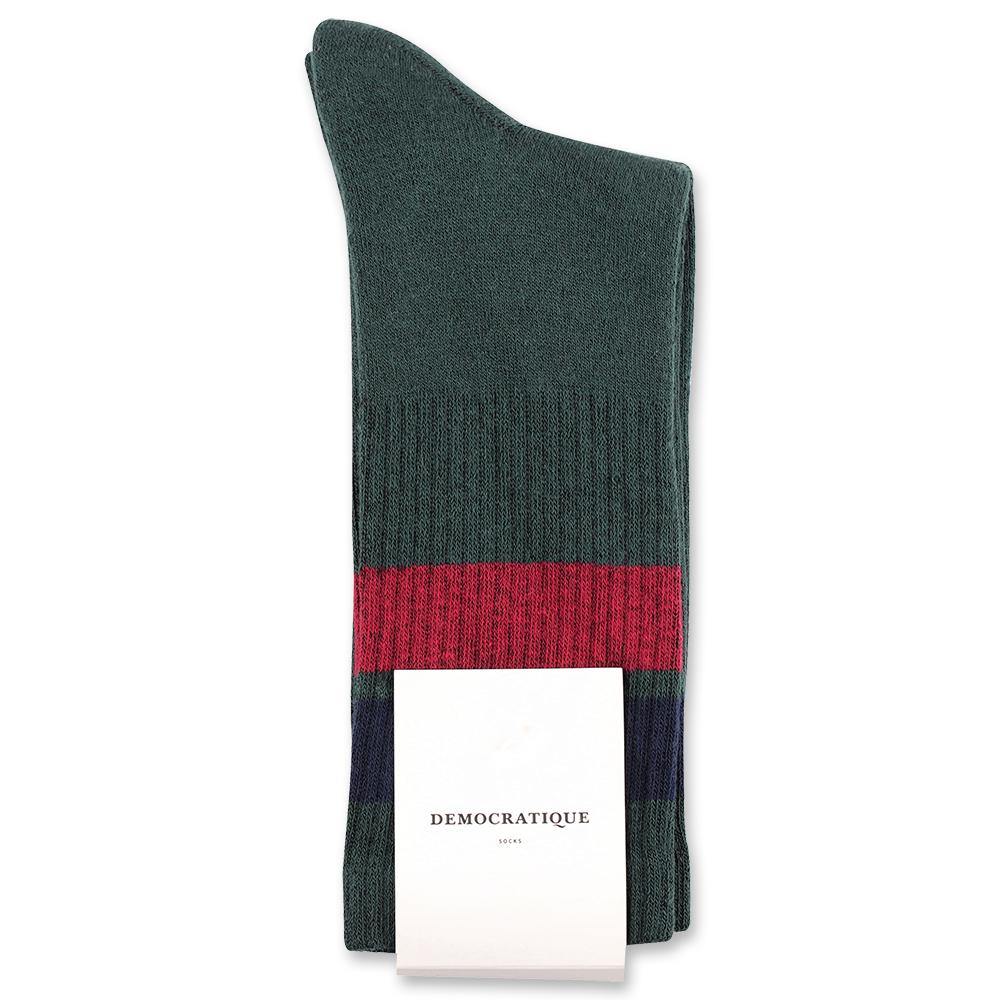 Democratique Socks Athletique Classique Stripes Forrest Green - Navy - Red Wine - Democratique Socks