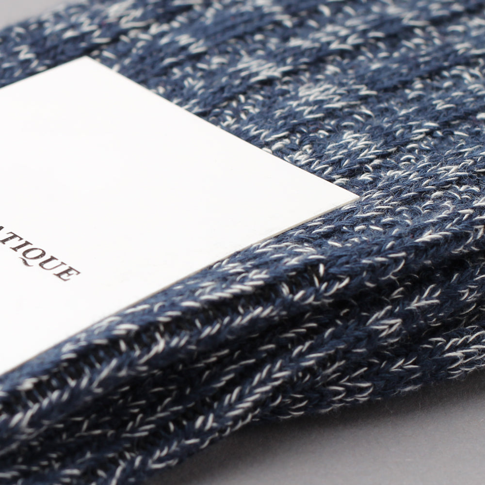 Democratique Socks Relax Schooner Knit Supermelange Organic Cotton Navy / Shaded Blue / Off White - Democratique Socks