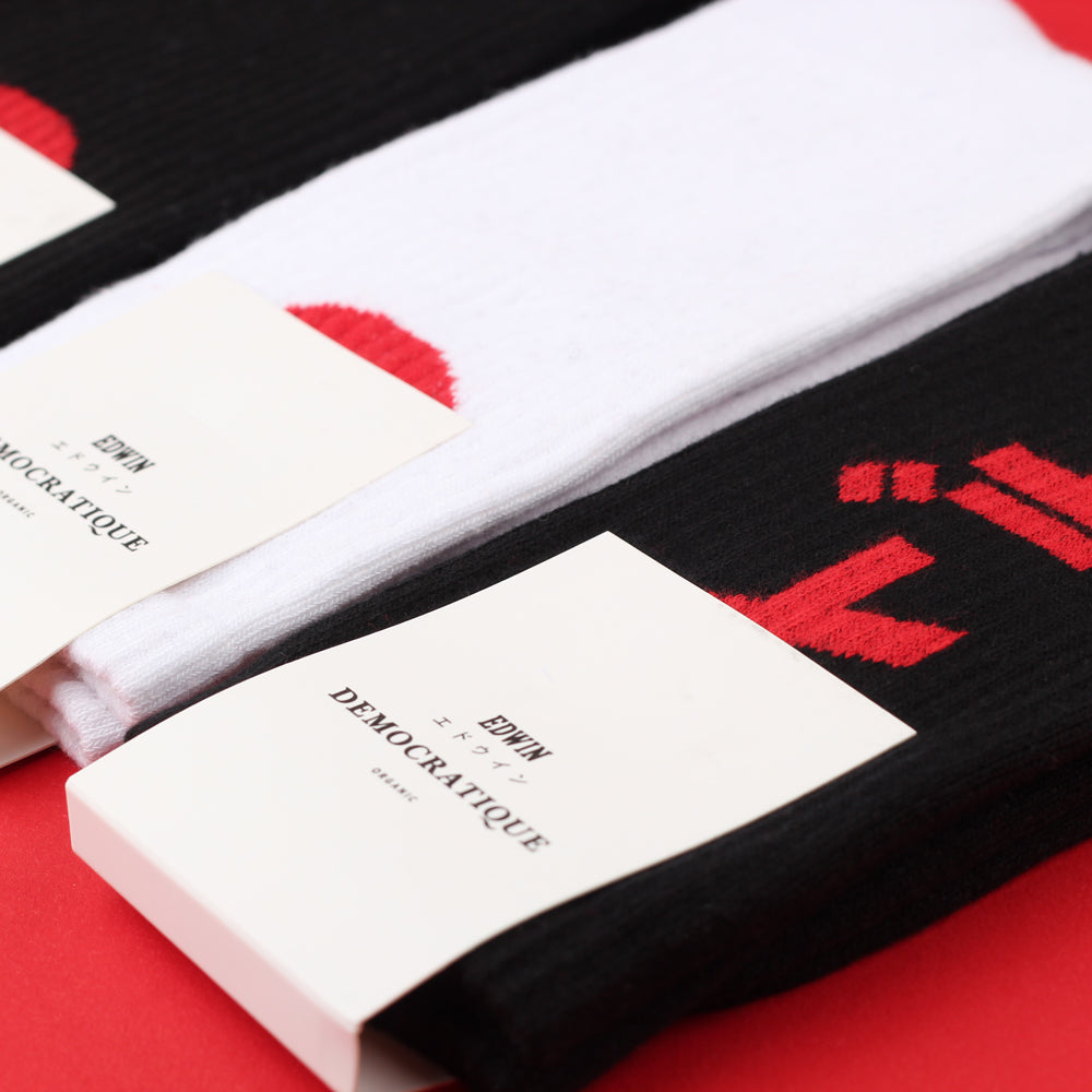 Edwin Jeans x Democratique Socks Athletique Japanese Sun Black / Fiery Red - Democratique Socks