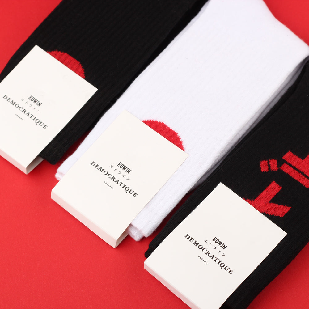 Edwin Jeans x Democratique Socks Athletique Japanese Sun Black / Fiery Red - Democratique Socks