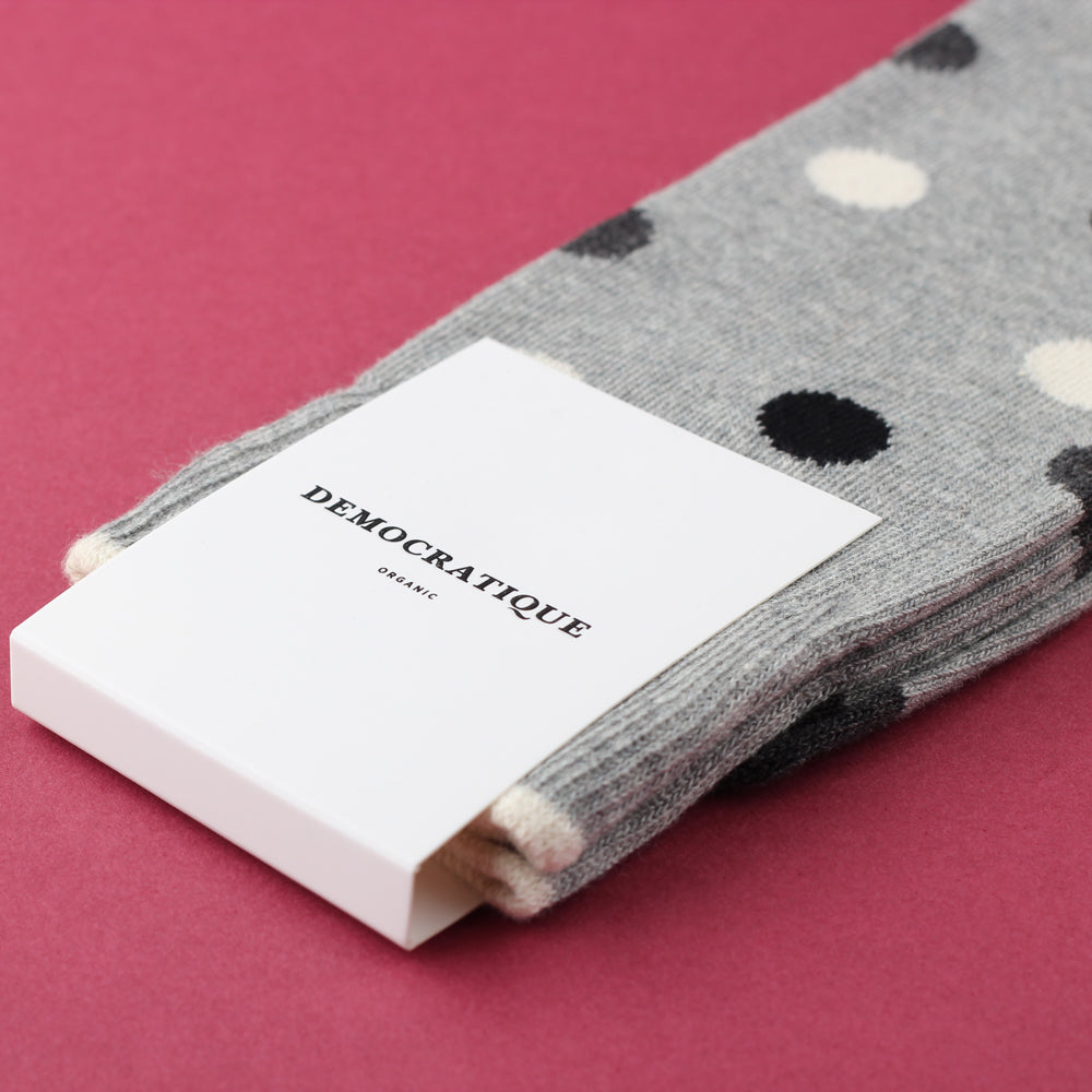 Democratique Socks Originals DotCom Organic Cotton Light Grey Melange / Charcoal Melange / Off White / Black - Democratique Socks