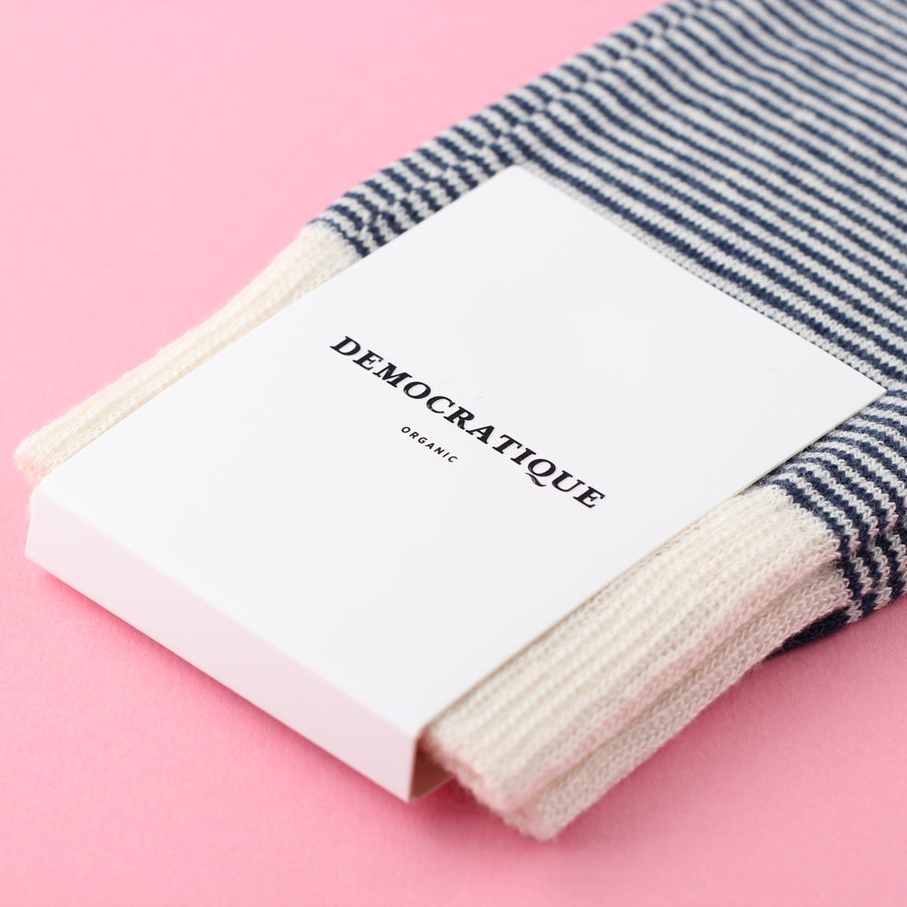 Originals Ultralight Stripes Organic Cotton Navy / Off White - Democratique Socks