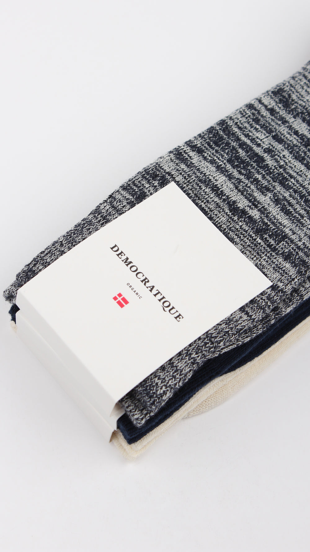 Democratique Socks Originals Fine Rib Blur Organic Cotton Navy / Off White - Democratique Socks