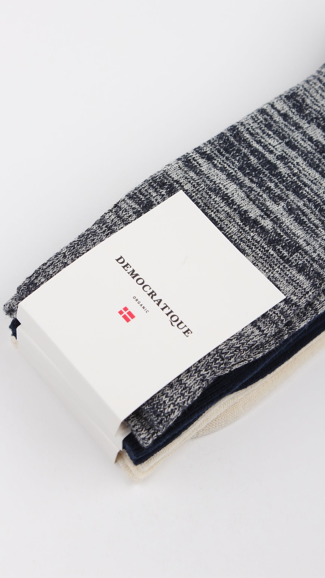 Democratique Socks Originals Fine Rib Blur Organic Cotton Navy / Off White - Democratique Socks
