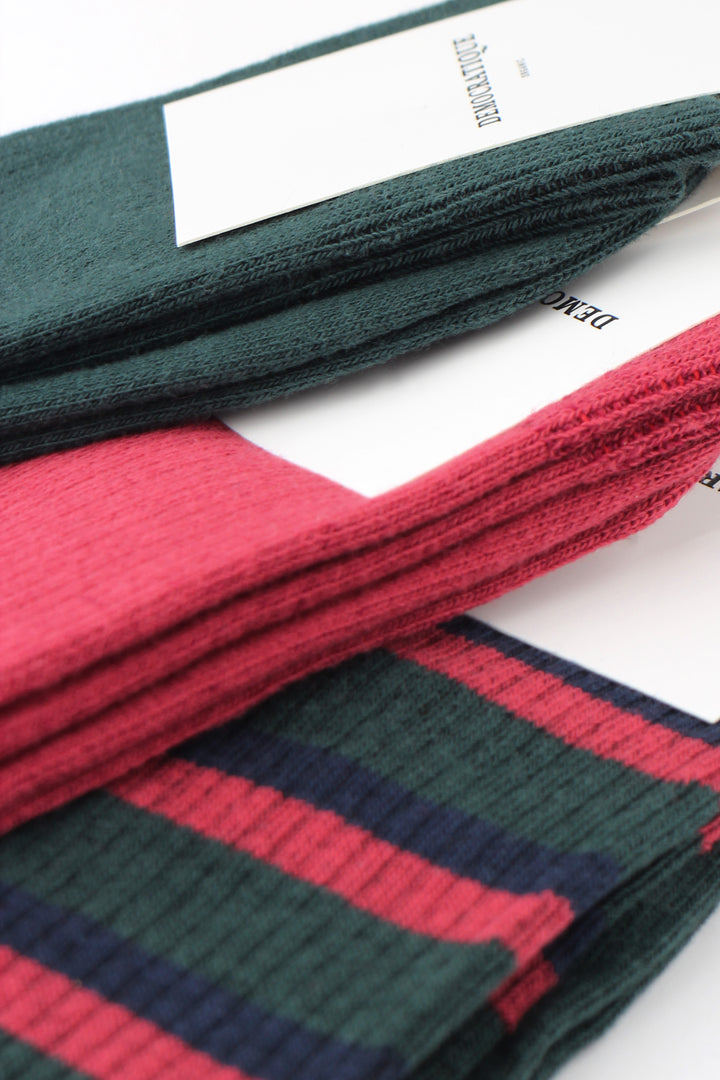 Democratique Socks Originals Fine Rib Organic Cotton Forrest Green - Democratique Socks