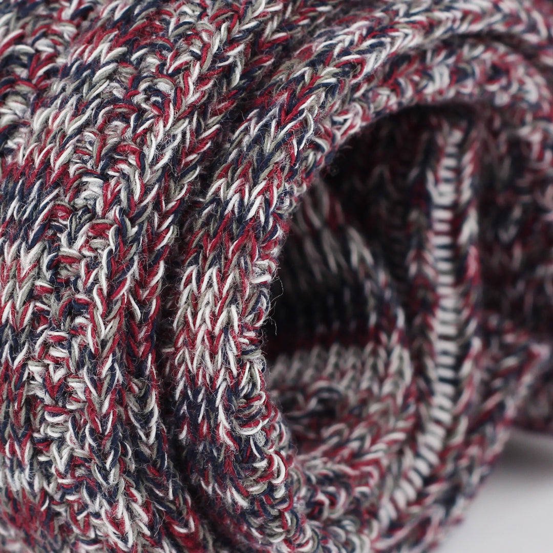 Democratique Socks Relax Schooner Knit Supermelange Army / Bordeaux Red Wine / Off White / Navy - Democratique Socks
