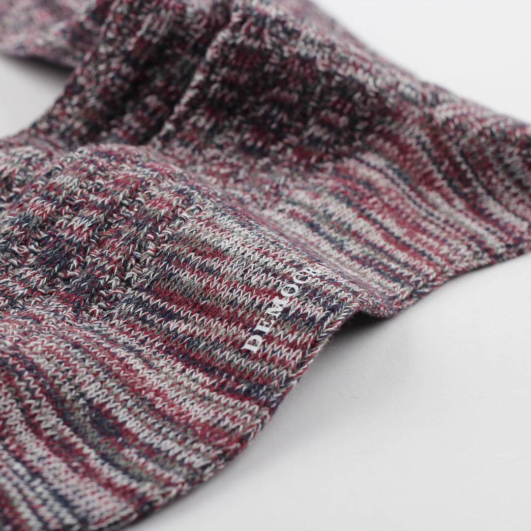 Democratique Socks Relax Schooner Knit Supermelange Army / Bordeaux Red Wine / Off White / Navy - Democratique Socks