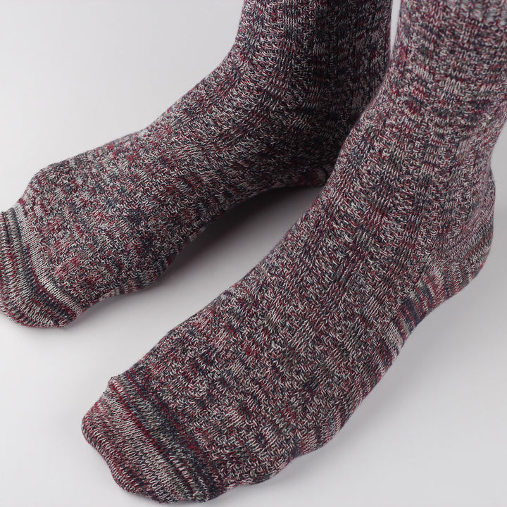 Democratique Socks Relax Schooner Knit Supermelange Army / Bordeaux Red Wine / Off White / Navy - Democratique Socks