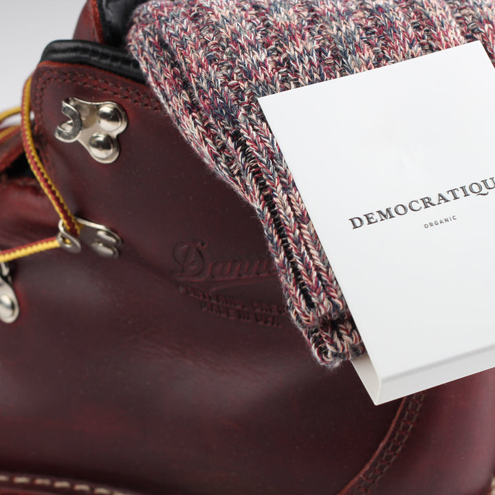Democratique Socks Relax Schooner Knit Supermelange Organic Cotton Navy / Red Wine / Army / Light Salmon / Off White - Democratique Socks