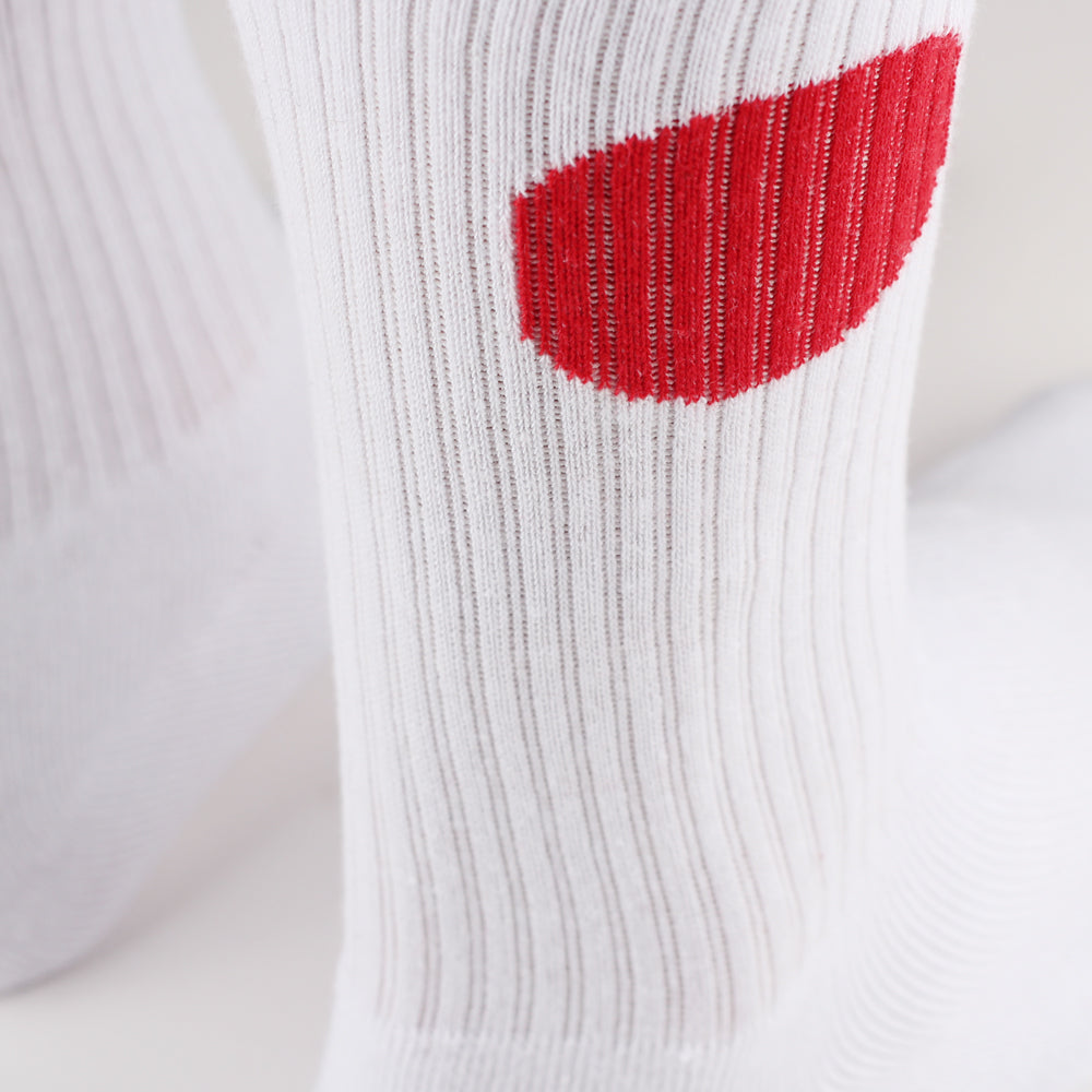 Edwin Jeans x Democratique Socks Athletique Japanese Sun White / Fiery Red - Democratique Socks