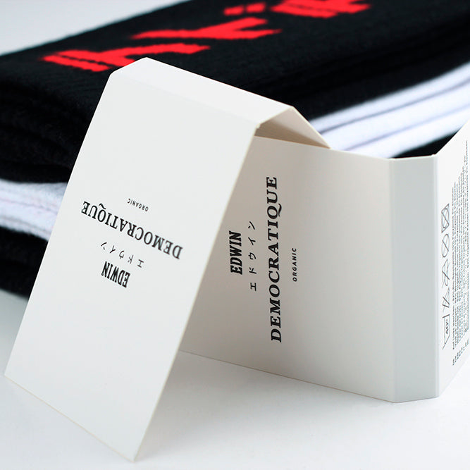 Edwin Jeans x Democratique Socks Athletique Japanese Sun Black / Fiery Red - Democratique Socks