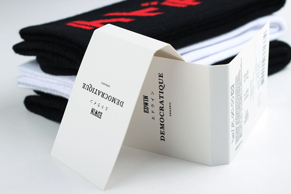 Edwin Jeans x Democratique Socks Athletique Japanese Sun White / Fiery Red - Democratique Socks