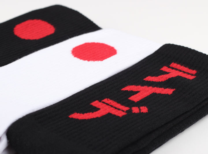 Edwin Jeans x Democratique Socks Athletique Japanese Sun White / Fiery Red - Democratique Socks