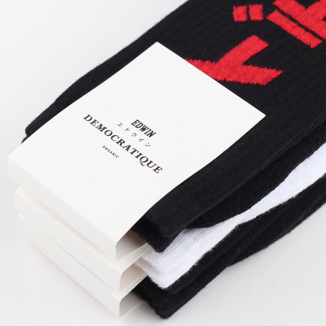 Edwin Jeans x Democratique Socks Athletique Japanese Sun White / Fiery Red - Democratique Socks
