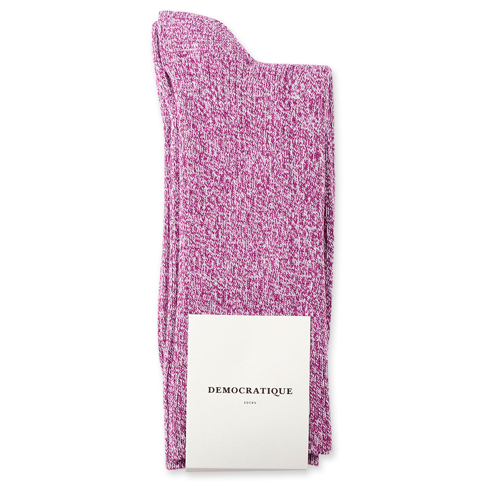 Democratique Socks Originals Rib Ultralight Supermelange Dark Pink / Off White - Democratique Socks