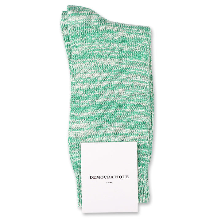 Democratique Socks Relax Chunky Flat Knit Supermelange Green Day / Off White - Democratique Socks