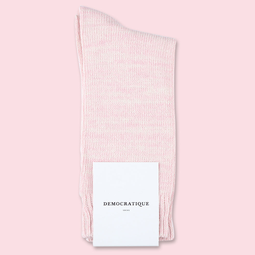 Democratique Socks Relax Chunky Flat Knit Supermelange Pale Pink / Off White - Democratique Socks