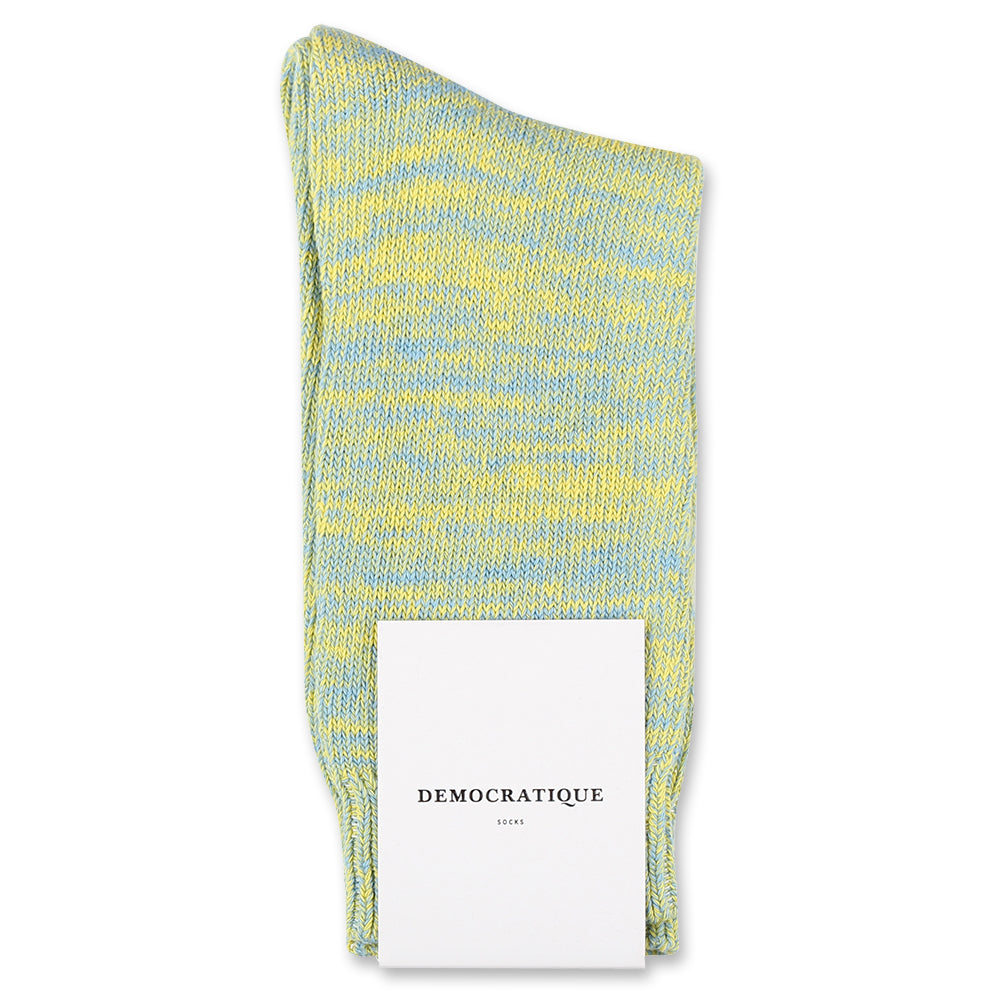 Democratique Socks Relax Chunky Flat Knit Supermelange Palm Springs Blue / Yellow Sun - Democratique Socks